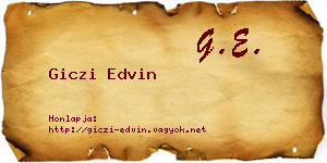 Giczi Edvin névjegykártya